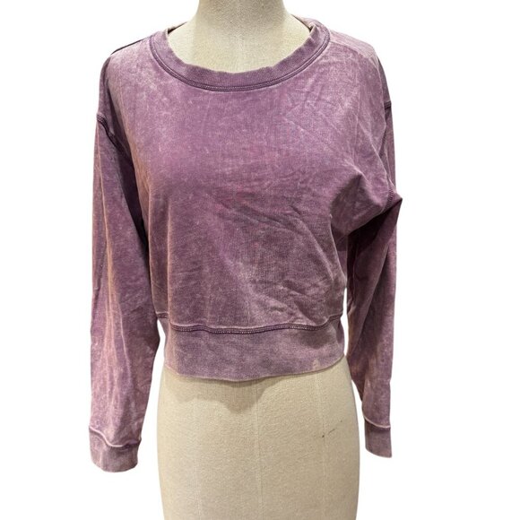 Brooklyn’s Double Zero Women’s M Purple Acid Wash Long Sleeve Crop Top - Picture 1 of 4